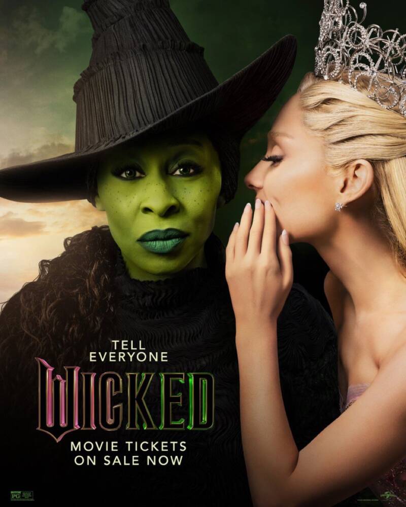 Pôster do filme Wicked com duas personagens.