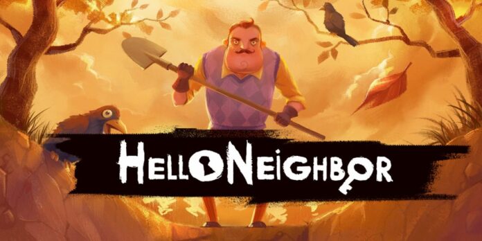 Imagem do jogo Hello Neighbor, homem com pá.