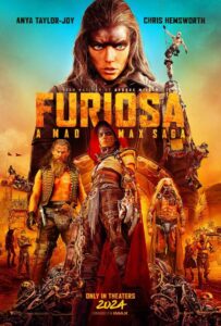 Poster do filme Furiosa com Anya Taylor-Joy e Chris Hemsworth