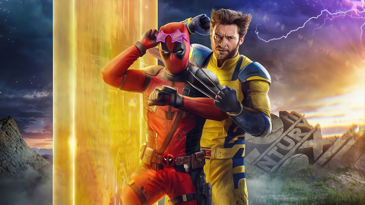 Deadpool e Wolverine em cena de ação com relâmpagos