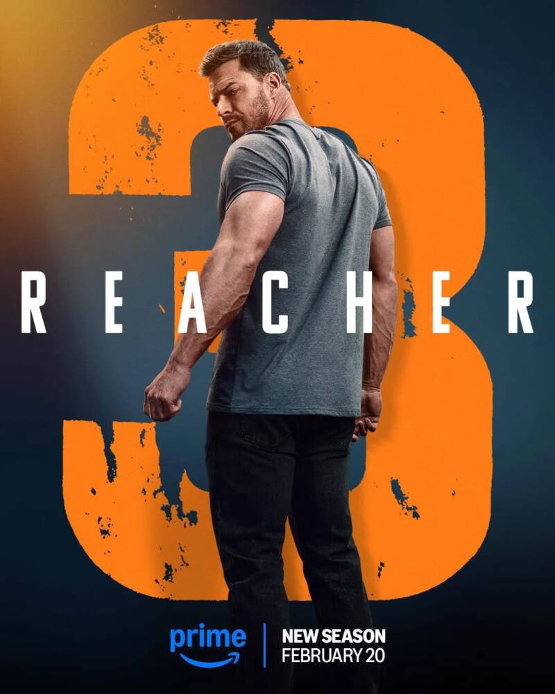 Homem de costas, logo 'Reacher', nova temporada em fevereiro