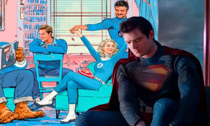 Superman triste e Quarteto Fantástico desenhados animados